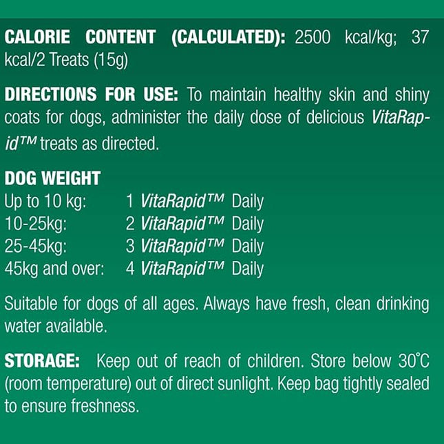 Vetalogica VitaRapid Skin Health Allergies Itch Hot Spots Skin and Coat Daily Treats for Dogs 210 g