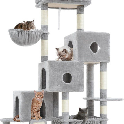 Hey-brother Cat Tree Tower with 3 Condos, Step Climbing Pathway MPJ081W