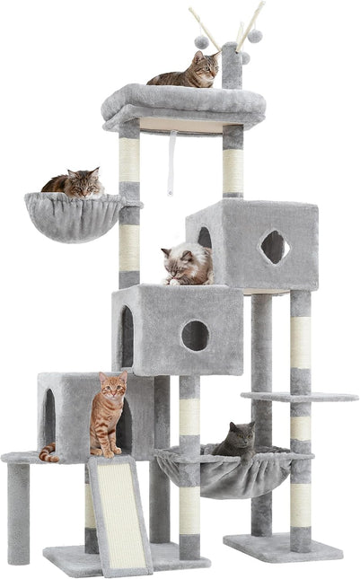 Hey-brother Cat Tree Tower with 3 Condos, Step Climbing Pathway MPJ081W