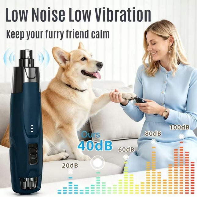 New 6-Speed Dog Nail Grinder - 50% More Power Dog Nail Trimmers with 2 LED Lights