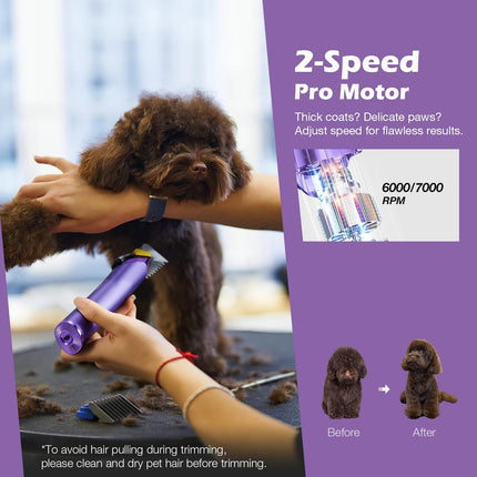 Professional Dog Grooming Clipper with Replacement Blade, 5-in-1 Adjustable Blade Cordless Pet Grooming Kit 2 Speed Trimmer Hair Shaver with Detachable Metal Combs Nova for Animal Horse