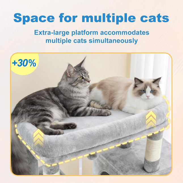 Hey-brother Cat Tree Tower with Big Platform for Indoor Adults, MPJ083W