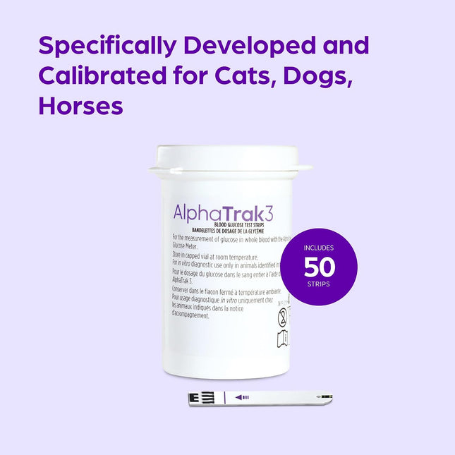 AlphaTrak3 Test Strips for Diabetic Dogs, Cats & Horses, 50 Count,US Product