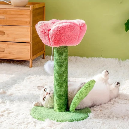 AIMALL Tulip Cat Scratching Post with Sisal Rope, Non-Shedding Crumbs