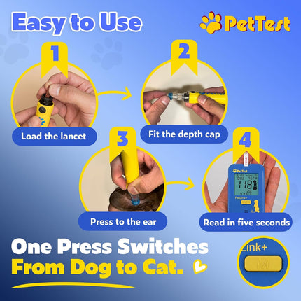 PetTest PetLink+ Genteel Glucose Kit for Dogs and Cats, Pain-Free Wireless