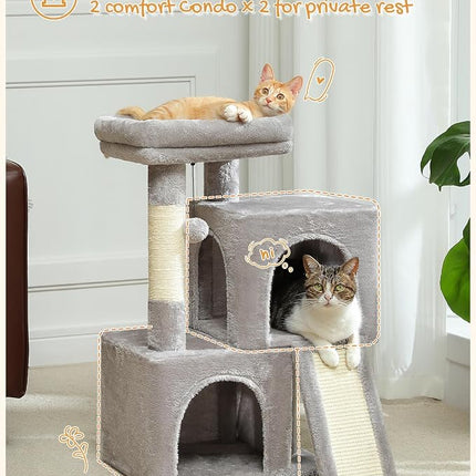 PAWZ Road 30" Cat Tower, Small Cat Tree with 2 Condos for Indoor Cats