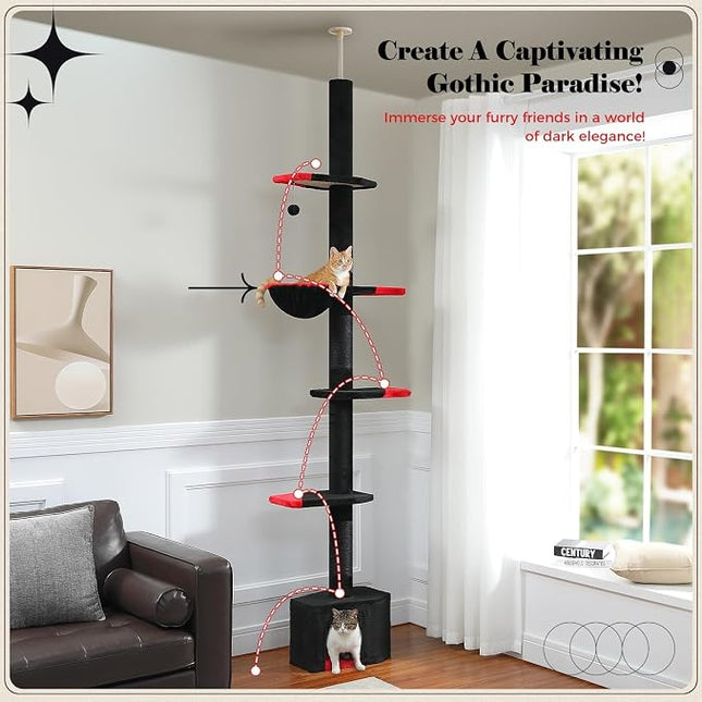 PAWZ Road Gothic Cat Tree, 86.8"-120" Floor to Ceiling Tower Large Condo