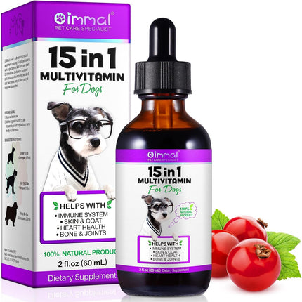 15 in 1 Dog Multivitamin, All-in-One Multi Liquid Multivitamin for Dogs