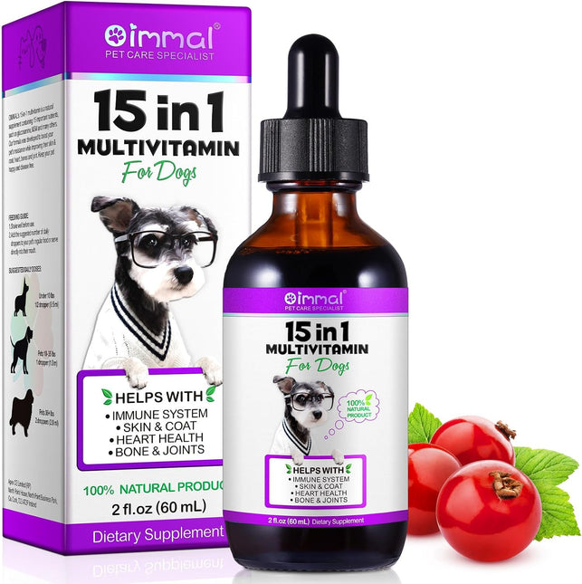 15 in 1 Dog Multivitamin, All-in-One Multi Liquid Multivitamin for Dogs