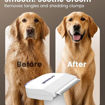 oneisall Dog Vacuum Brush for Shedding Grooming,Suction 99% Pet Hair,Dog Grooming Vacuum,Dog Hair Vacuum Groomer with 4 Pet Grooming Tools,Pet Hair Remover (pur)