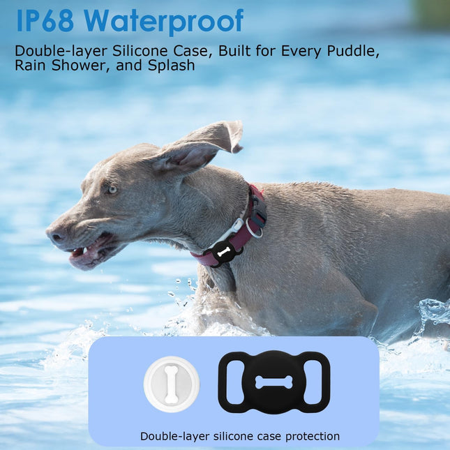 Pet Tracker for iPhone(iOS Only), Bluetooth Item Finder Works with Apple Find My, Pet Location Tracker with Collar Holder, IP68