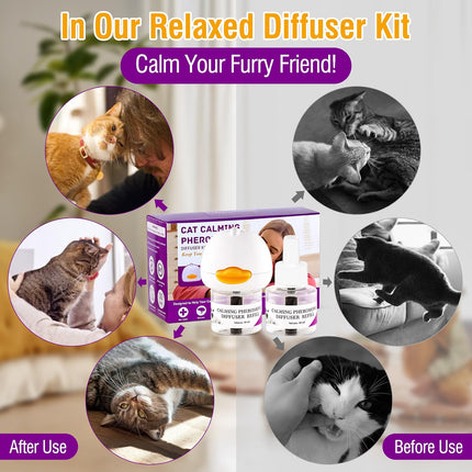 Cat Calming Pheromone Diffuser Reduces Conflict Between Cats Effective Anxiety Relief 48ML 2 Fits All Cats