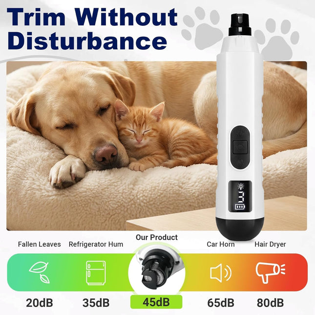 2026 Upgraded 5-Speed Dog Nail Grinder, Silent Groom Pro Pet Nail Grinder with Led Light