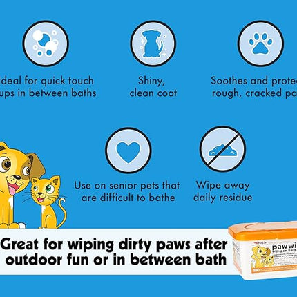 Petkin Paw Wipes with Paw Balm Protectant, 100 Count
