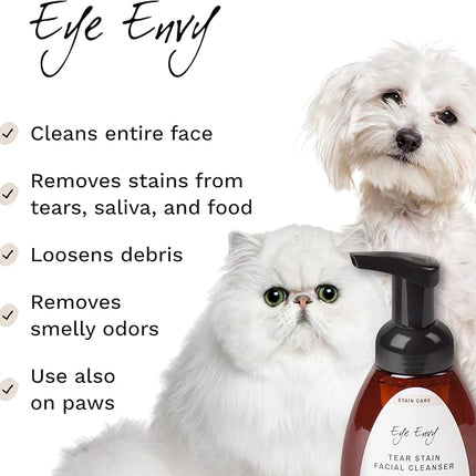 Eye Envy Tear Stain Facial Cleanser for Dogs and Cats. Washes Away Crusty Eye Debris, Eye Boogers, Eye Discharge. Tearless Foaming Formula. Cleans Tear Stains. All-Natural. 8.45 fl. oz.