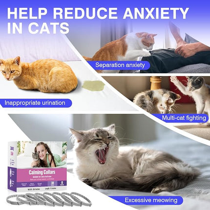 Calming Collar for Cats 8 PK Cat Stress and Anxiety Relief Pheromone Collar for Cats