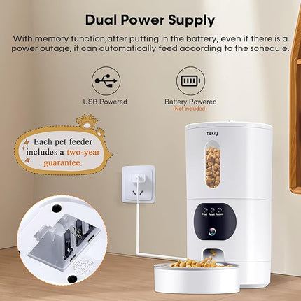 Automatic Cat Feeder with Camera WiFi, Timed Automatic Dog Feeder with Pet Camera: 2-Way Audio, Auto Cat Food Dispenser - HD 1080P