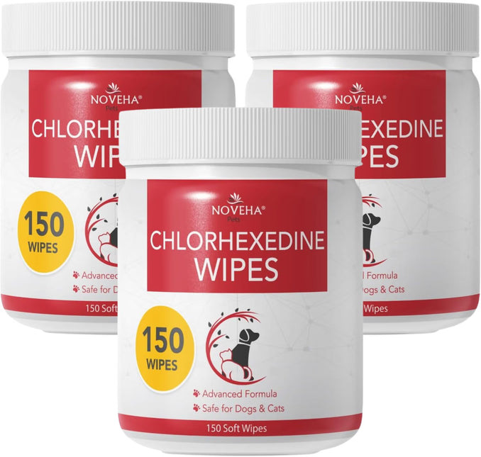 NOVEHA Pet Wipes for Facial and Finger Folds - 3" x 2" Size (450 Counts)