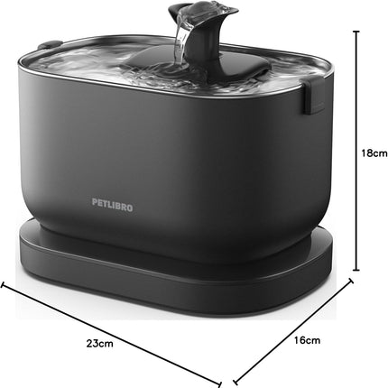 PETLIBRO Cat Water Fountain, Cordless with Stainless Steel Tray, 2.5L Black