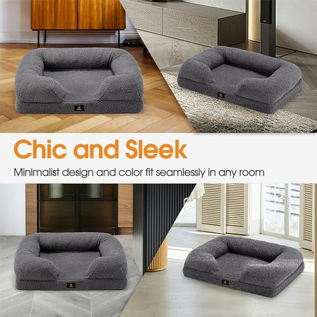 Orthopedic Dog Bed for Large Dogs, Memory Foam Pet Bed With Removable Washable Cover, - Grey