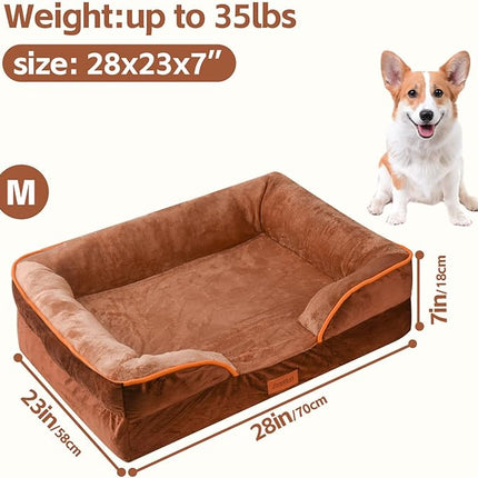 AUSCAT Medium Orthopedic Dog Bed, Memory Foam , 70L x 58W x 18H cm, Brown