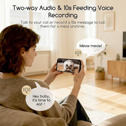 Faroro Automatic Cat Food Dispenser, HD 1080P Camera with Night Vision