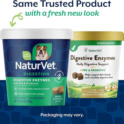 NaturVet Digestive Enzymes with Pre & Probiotic Dog Supplement - 70 Count