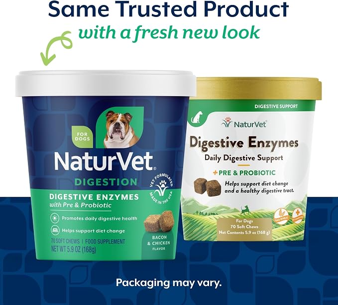 NaturVet Digestive Enzymes with Pre & Probiotic Dog Supplement - 70 Count
