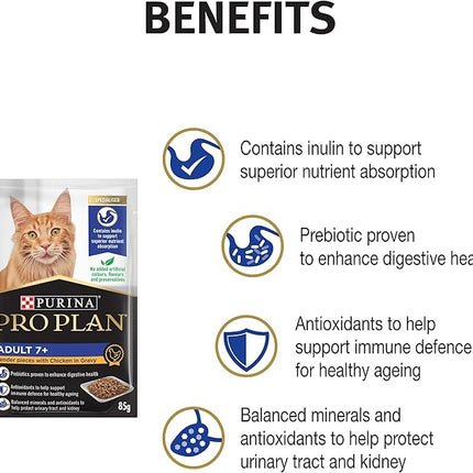 PRO PLAN Adult 7+ Wet Cat Food Chicken in Gravy 12x85g