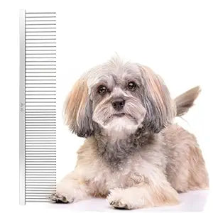 Eye Envy ProGlide Detangling Comb for Dogs and Cats. Dual-sided 7.5” Greyhound-style comb with 30mm rounded teeth. Gentle on your pet, it glides through dense coats without damaging hair or skin.