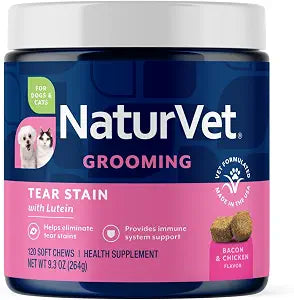 NaturVet Lutein Tear Stain Supplements for Dogs & Cats - 120 Ct
