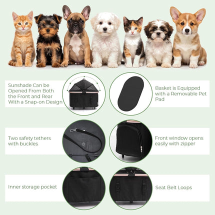 Double Pet Stroller with Detachable Carriers,Ideal for 2 Dogs or Cats,Small/Medium Pets,Black