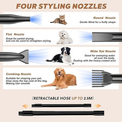 2-in-1 Pet Hair Dryer & Vacuum for Dogs and Cats – 2200W High-Speed Blower with Adjustable Temperature