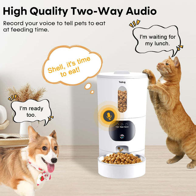 Automatic Cat Feeder with Camera WiFi, Timed Automatic Dog Feeder with Pet Camera: 2-Way Audio, Auto Cat Food Dispenser - HD 1080P Video