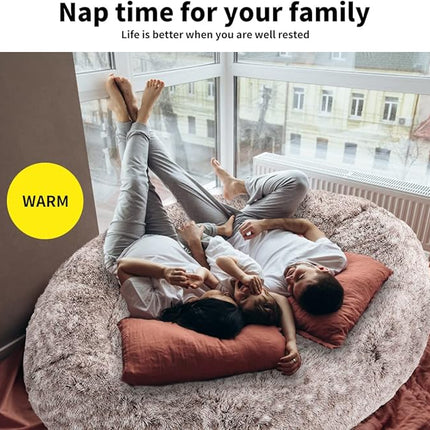 TheNapBed 1.8m Human Size Pet Bed Fluffy Calming Washing Napping Mattress Brown