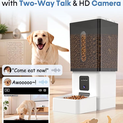 Large Breed Automatic Dog Feeder: 12L/50 Cups 5G WiFi Timed Dog Food Dispenser for Labrador - with HD 1080P Camera, Anti-Clog by Wnfuo