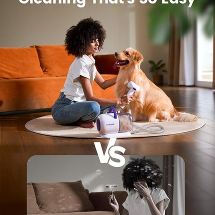 oneisall Dog Vacuum Brush for Shedding Grooming,Suction 99% Pet Hair,Dog Grooming Vacuum,Dog Hair Vacuum Groomer with 4 Pet Grooming Tools,Pet Hair Remover (pur)