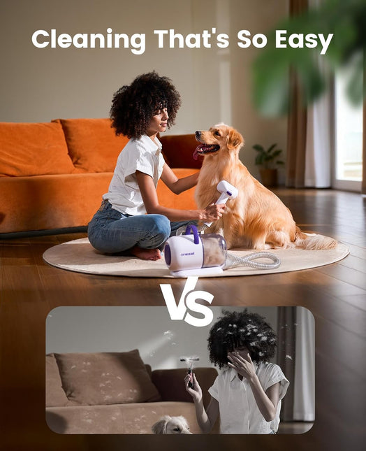 oneisall Dog Vacuum Brush for Shedding Grooming,Suction 99% Pet Hair,Dog Grooming Vacuum,Dog Hair Vacuum Groomer with 4 Pet Grooming Tools,Pet Hair Remover (pur)