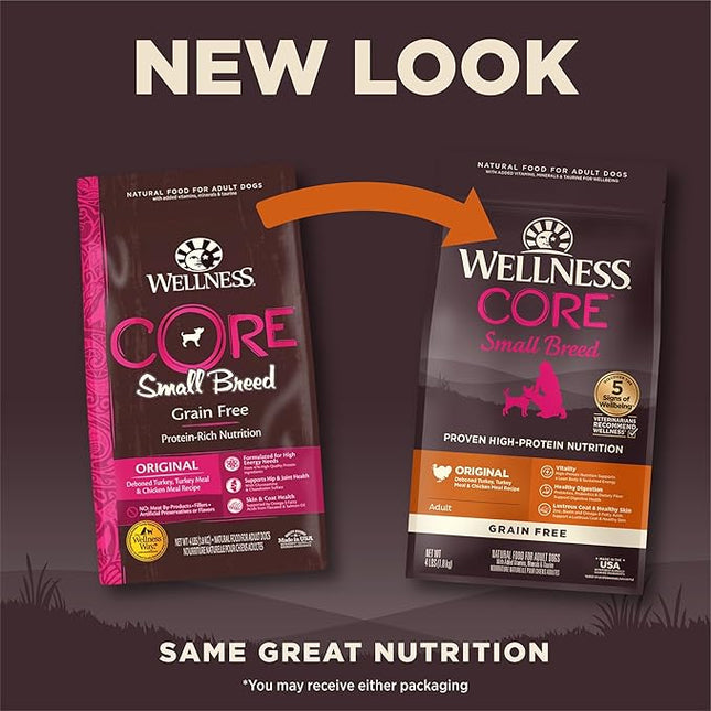 Wellness CORE Dry Dog Food, Small Breed, Grain-Free, High Protein, Natural, Original Turkey & Chicken Recipe, (1.8kg Bag)