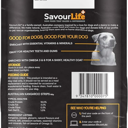 SavourLife Dog Treats, Australian Kangaroo Strips - High Protein, 165g