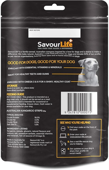 SavourLife Dog Treats, Australian Kangaroo Strips - High Protein, 165g