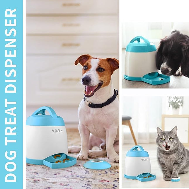 PETGEEK Automatic Dog Treat Dispenser with Button - Puzzle Memory Training Feeder