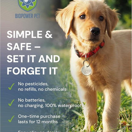 Shield Tag - Natural Flea & Tick Repellent Collar Tag for Dogs & Cats - Waterproof, Lasts 12 Months - Stainless Steel Pendant - Regular Tag (2 Pack)