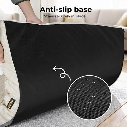 PaWz Dog Bed Mattress for Crate,Soft Sherpa Pet Bed for Medium Dogs,Washable Dog Mattress Mat with Removable Cover,Non-Slip Base,Waterproof Liner,White