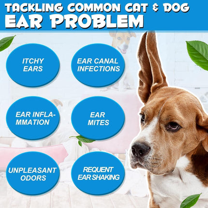 Dog Ear Infection Treatment, Cat & Dog Ear Cleaning Drops, with 1% Hydrocortisone