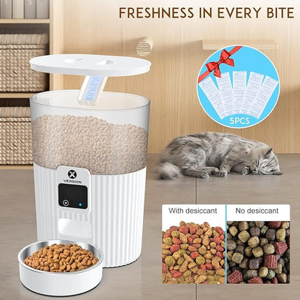 XVersion 3L Automatic Dog Feeders with APP & WiFi Pet Food Dispenser for Cat & Dog,Smart 10 Meals Per Day (15 Cup) - White