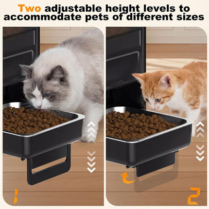 Advwin Automatic Cat Feeder with 5G WiFi for 2 Cats, Adjustable Height for Small Pets, Dual Bowls, 20 Cups/5L