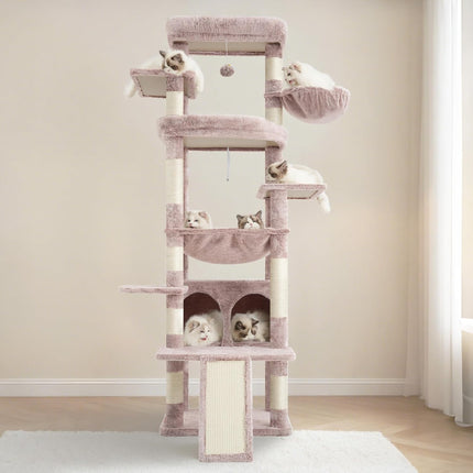 Heybly Tall Cat Tree for Large Cats, 80-inch Multi-Level Cat Tower for Indoor Cats, Muchroom