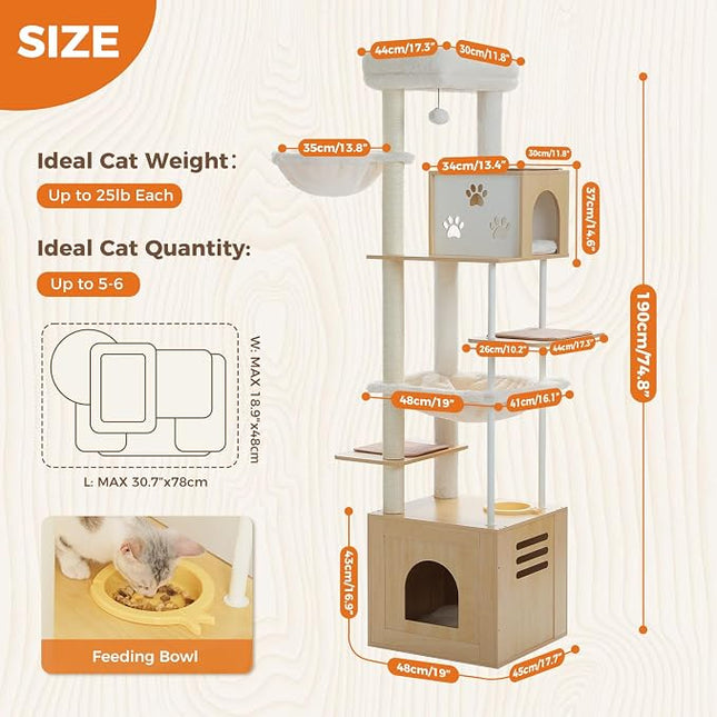 Wood Cat Tower Feed Station Large Condos Hammock Big Cats