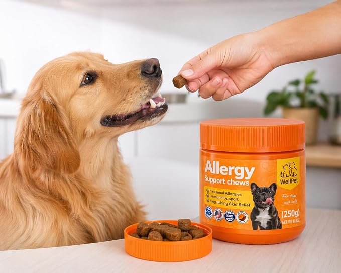 WellPet Allergy Support Chews for Dogs and Cats, Chicken Flavour, Immune Support, Itching Skin Relief, 250g